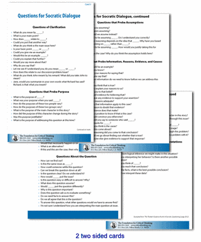 Laminated Card: Questions for Socratic Dialogue